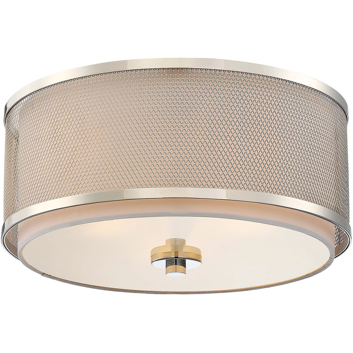 Modern 3 Light 14.75 inch Polished Nickel Flush Mount Ceiling Light