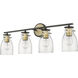 Shelby 4 Light 30 inch Oil Rubbed Bronze and Antique Brass Vanity Light Wall Light