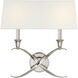 Chapman & Myers Cross Bouillotte 2 Light 15.5 inch Polished Nickel Sconce Wall Light in Linen, Large