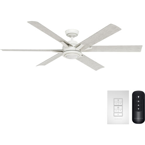 Melia 65 inch Fresh White with White Washed Oak Blades Outdoor Ceiling Fan