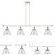 Ballston Large Cone 4 Light 48 inch White and Polished Chrome Island Light Ceiling Light in Seedy Glass