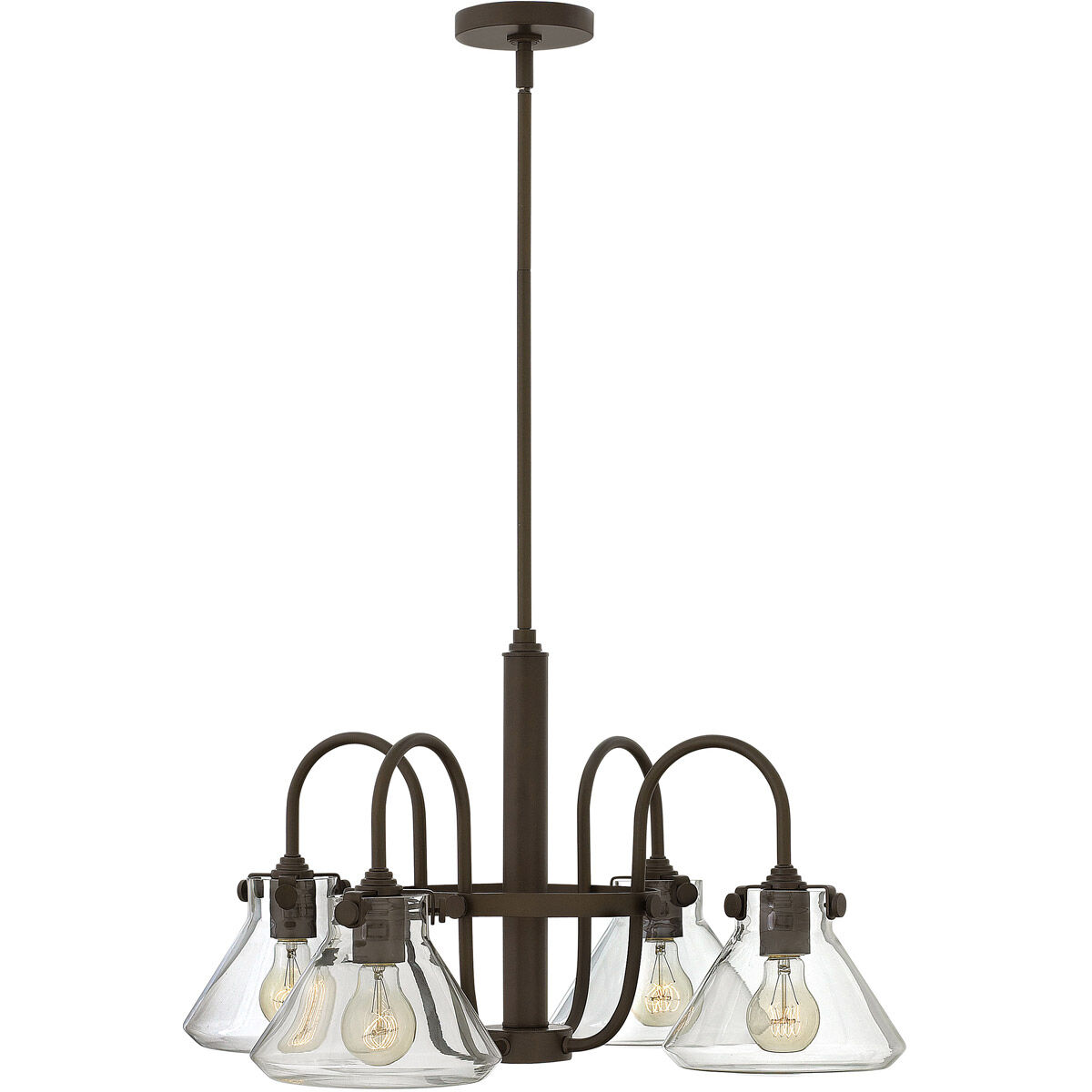 Congress 4 Light 26 inch Oil Rubbed Bronze Chandelier Ceiling Light, Retro Glass