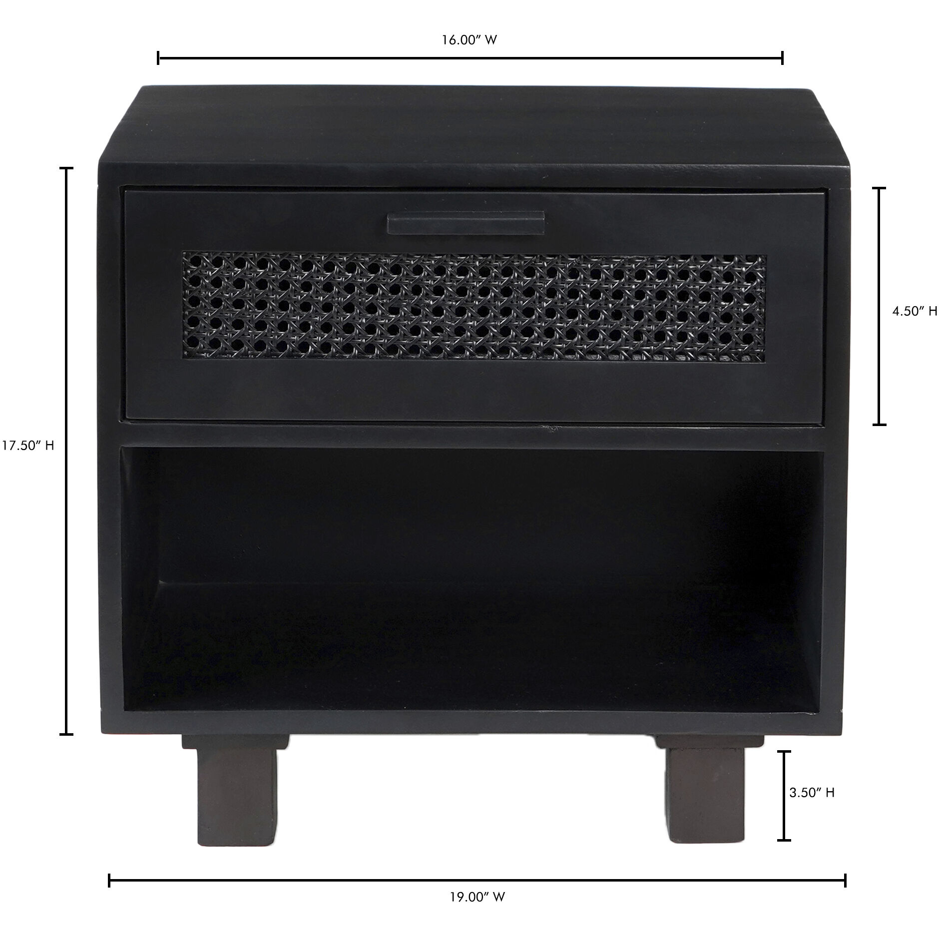 Ashton 19 X 17.5 inch Black Nightstand