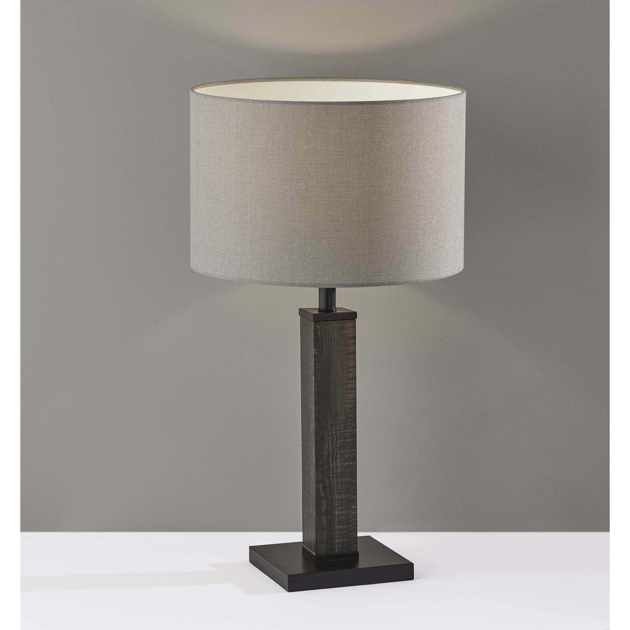 Kona 28 inch 100.00 watt MDF with Black Washed Wood Veneer & Black Metal Table Lamp Portable Light