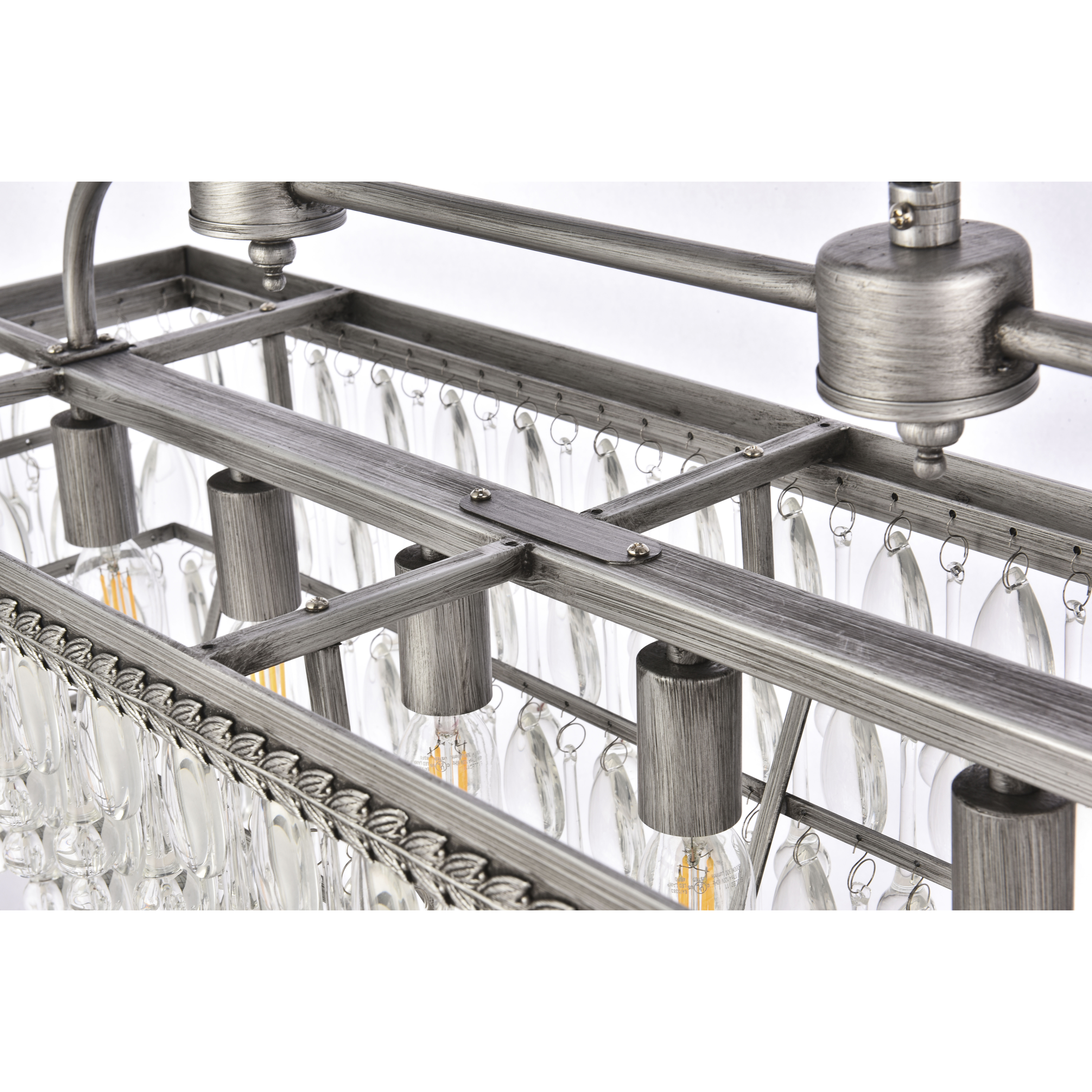 Nordic 6 Light 32 inch Antique Silver Linear Pendant Ceiling Light