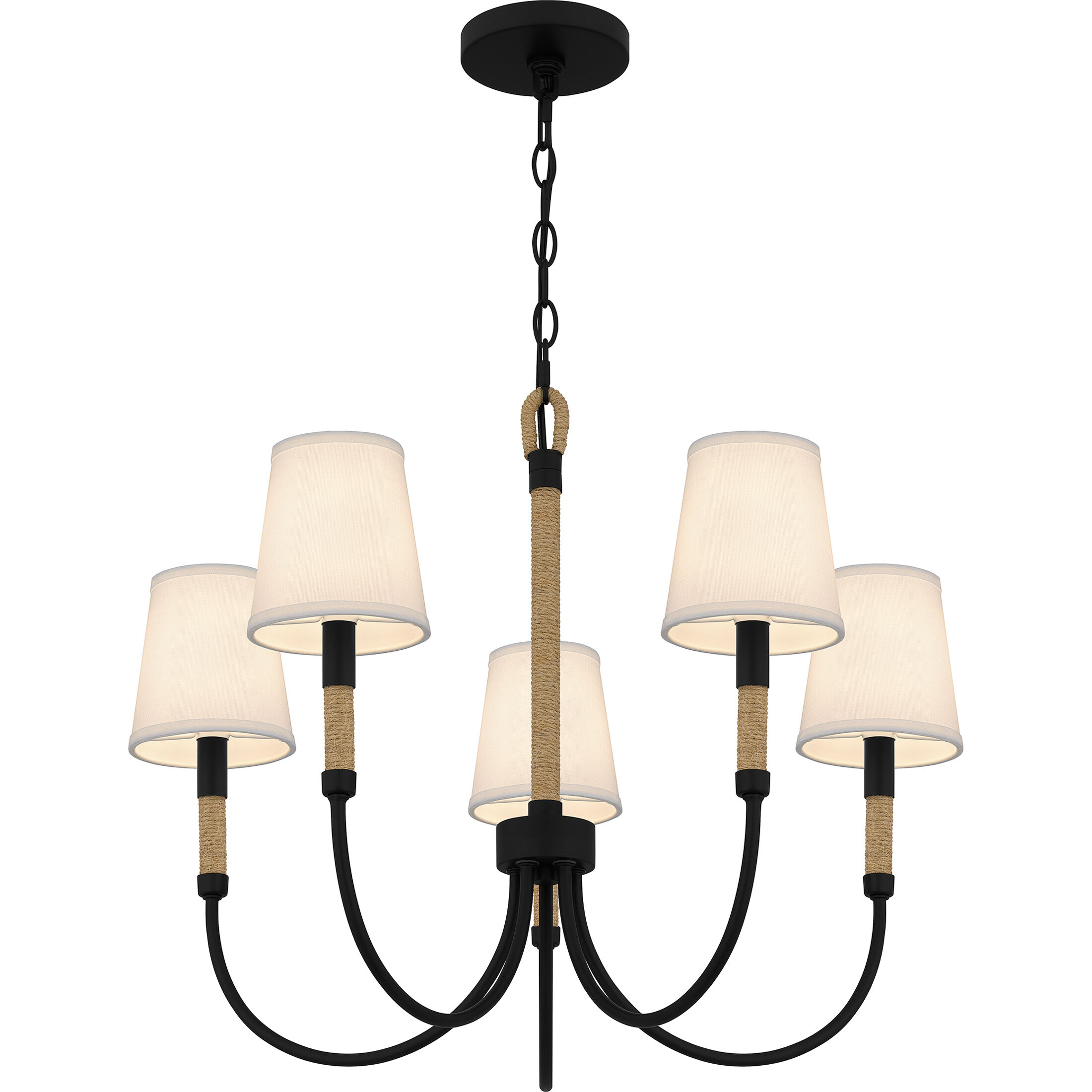 Bayside 5 Light 25 inch Matte Black Chandelier Ceiling Light