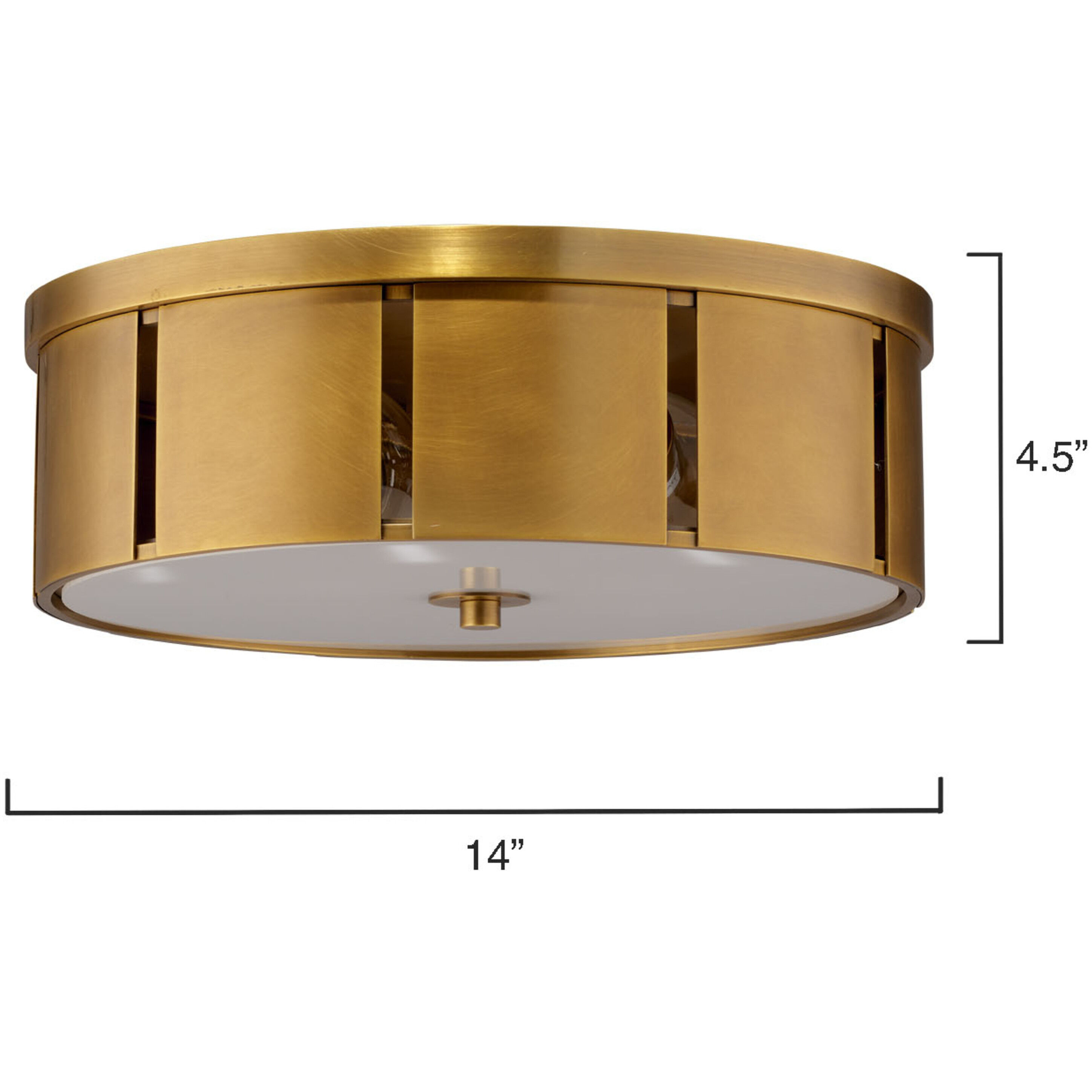 Orbit 2 Light 14 inch Antique Brass Flush Mount Ceiling Light, Small