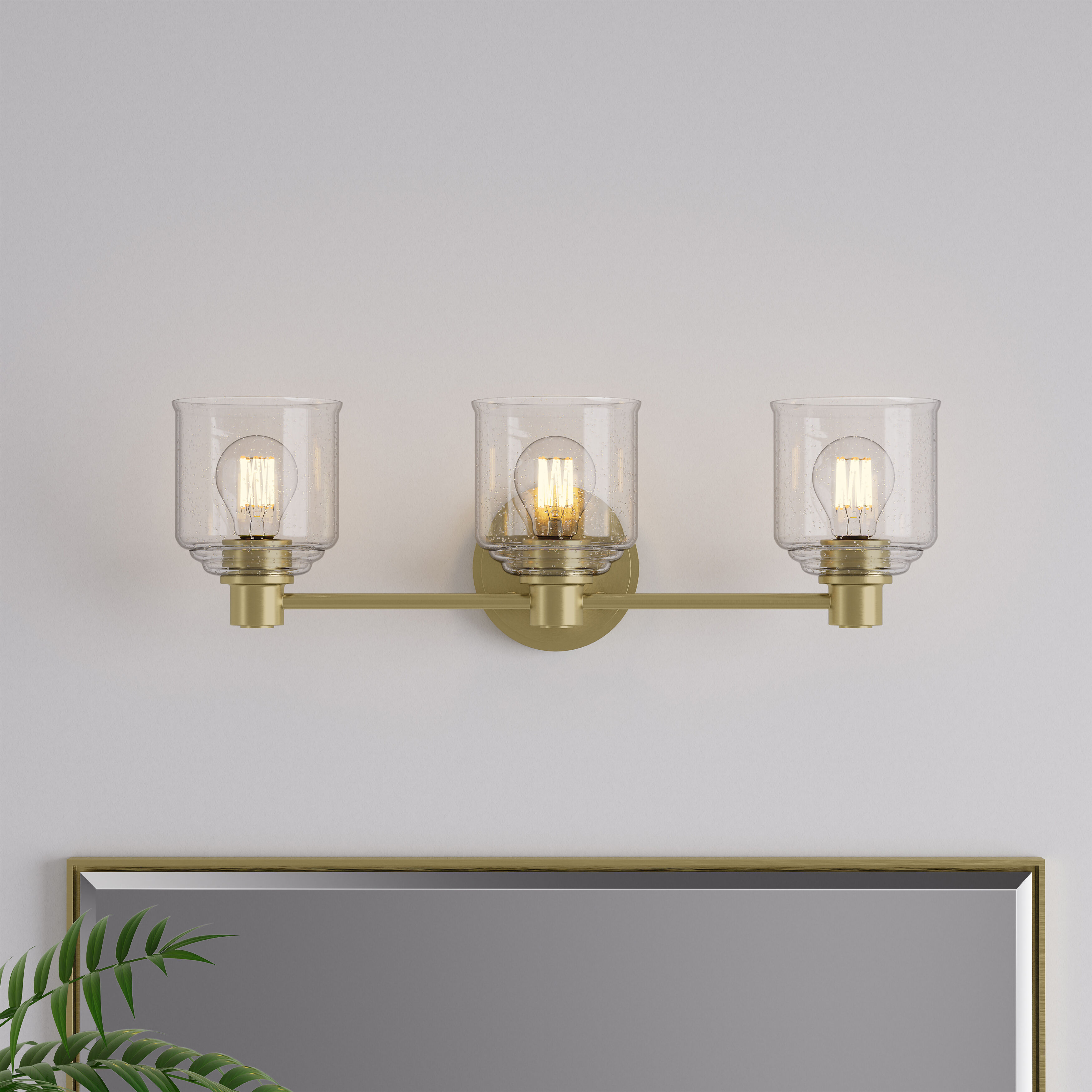 Vessair 3 Light 22.5 inch Vintage Brass Bathroom Vanity Light Wall Light