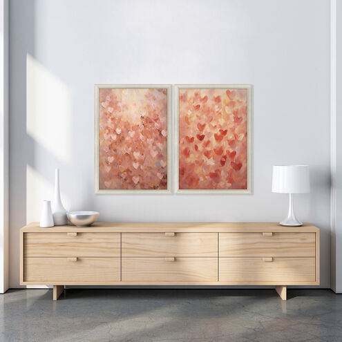 Heart Pattern Pink and Orange and Red Framed Art