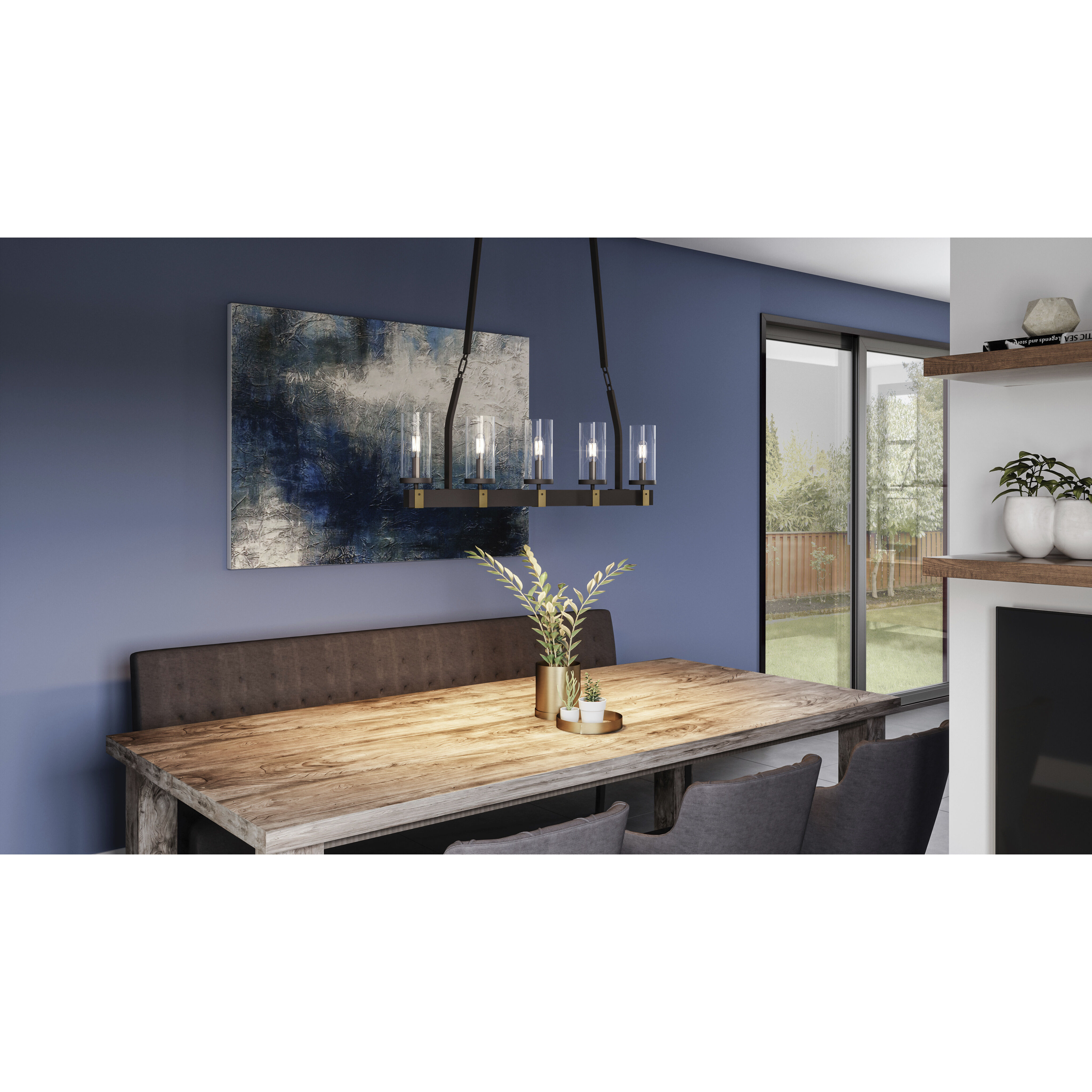 Lisbon 5 Light 39.5 inch Old Bronze Island Light Ceiling Light