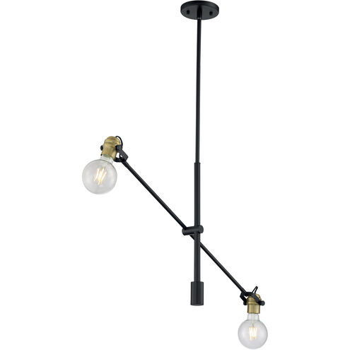 Mantra 2 Light 5 inch Black and Brass Accents Pendant Ceiling Light