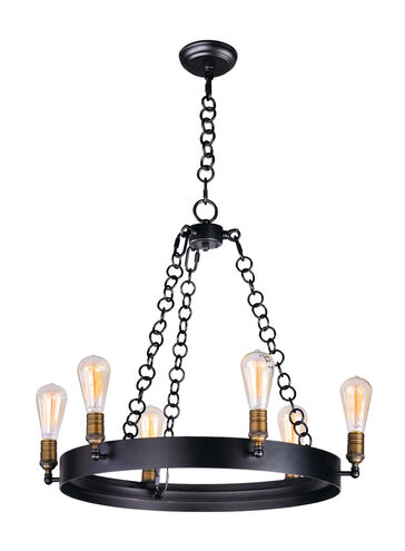 Noble 6 Light 26 inch Black/Natural Aged Brass Chandelier Ceiling Light in MB ST64