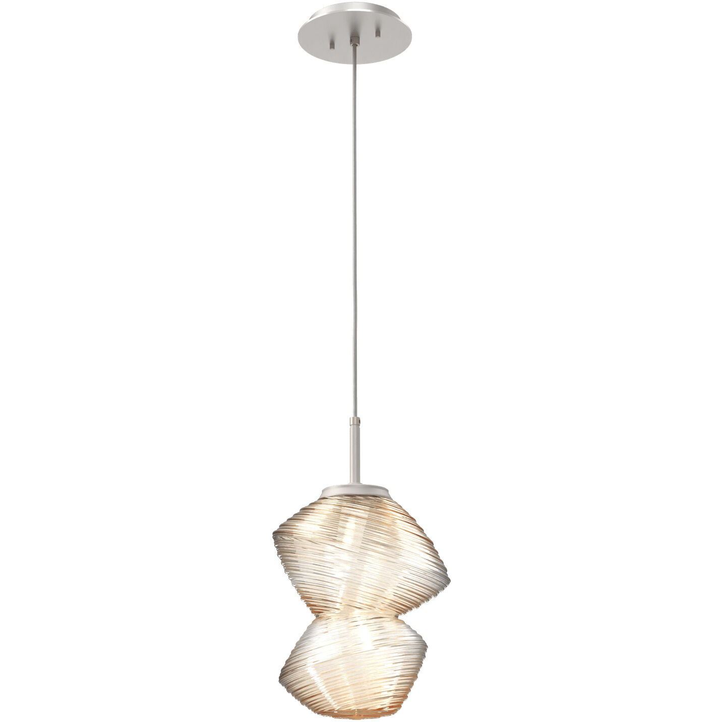 Mesa LED Beige Silver Pendant Ceiling Light in 3000K LED, Amber