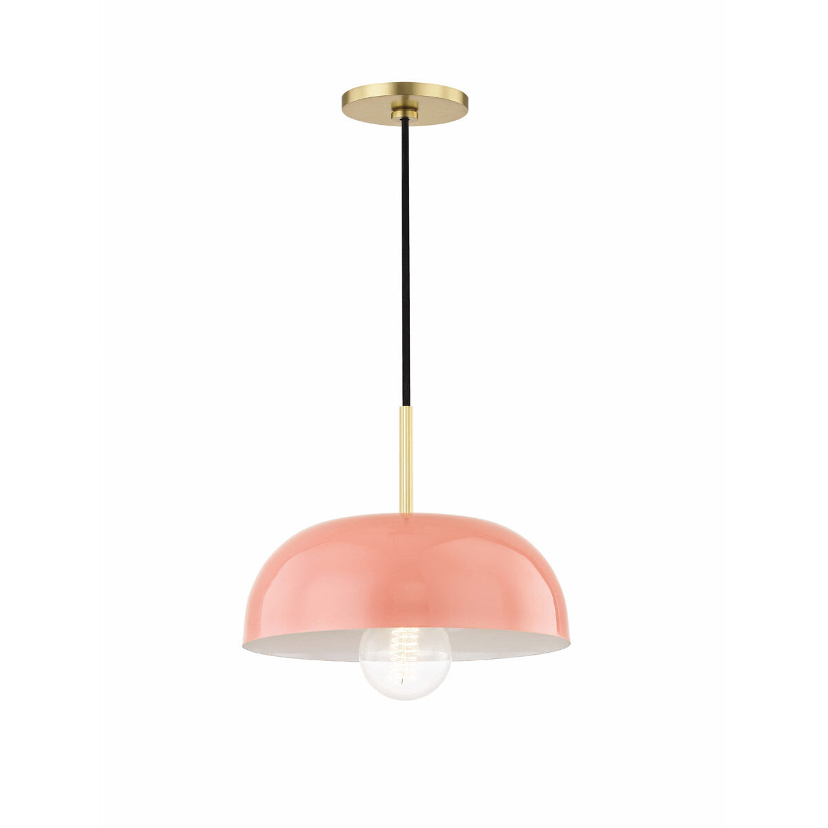 Avery 1 Light 11 inch Aged Brass Pendant Ceiling Light in Aged Brass and Pink