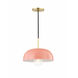 Avery 1 Light 11 inch Aged Brass Pendant Ceiling Light in Aged Brass and Pink