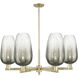 Brookhaven Flute 6 Light 23.88 inch Antique Brass Chandelier Ceiling Light in Slate Glass
