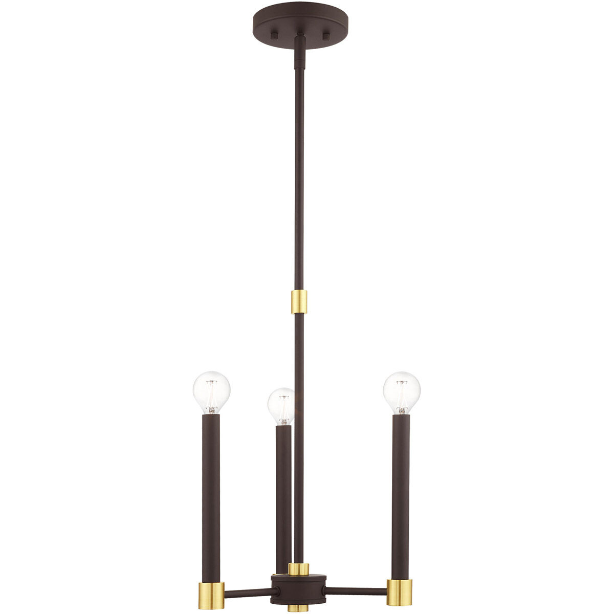 Karlstad 3 Light 12 inch Bronze with Satin Brass Accents Chandelier Ceiling Light