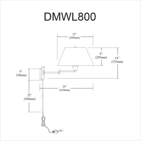 Modern 17 inch 100.00 watt Satin Chrome Task Wall Light