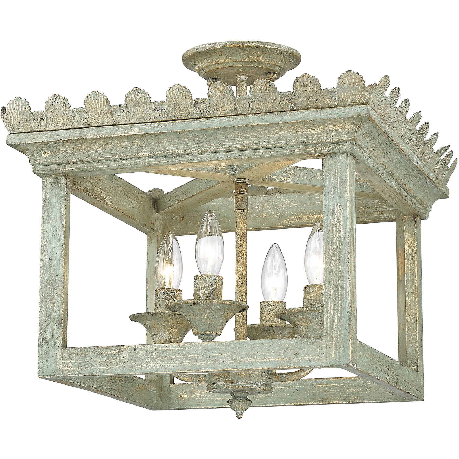 Finley 4 Light 16.5 inch Vintage Sage Semi-Flush Mount Ceiling Light