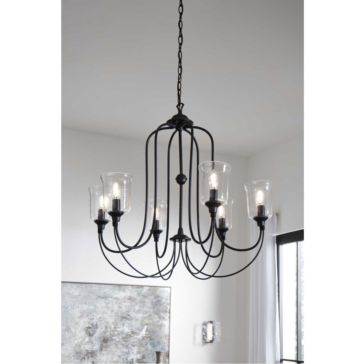 Bowman 6 Light 32 inch Matte Black Chandelier Ceiling Light