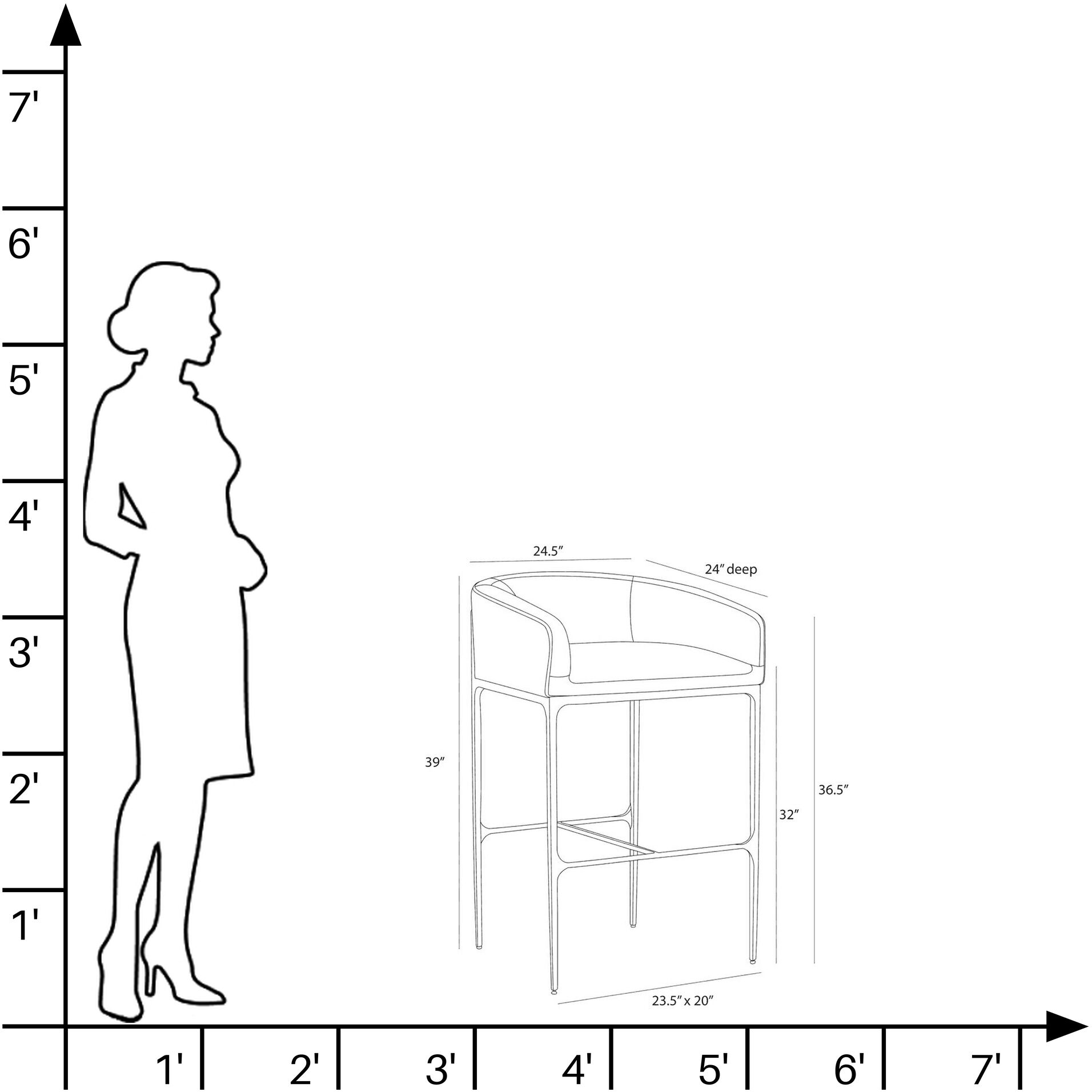 Osbourne 39 inch Black and Blackened Iron Bar Stool