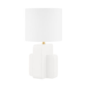 Elm Grove 22 inch 60.00 watt Aged Brass/Ceramic Satin White Table Lamp Portable Light