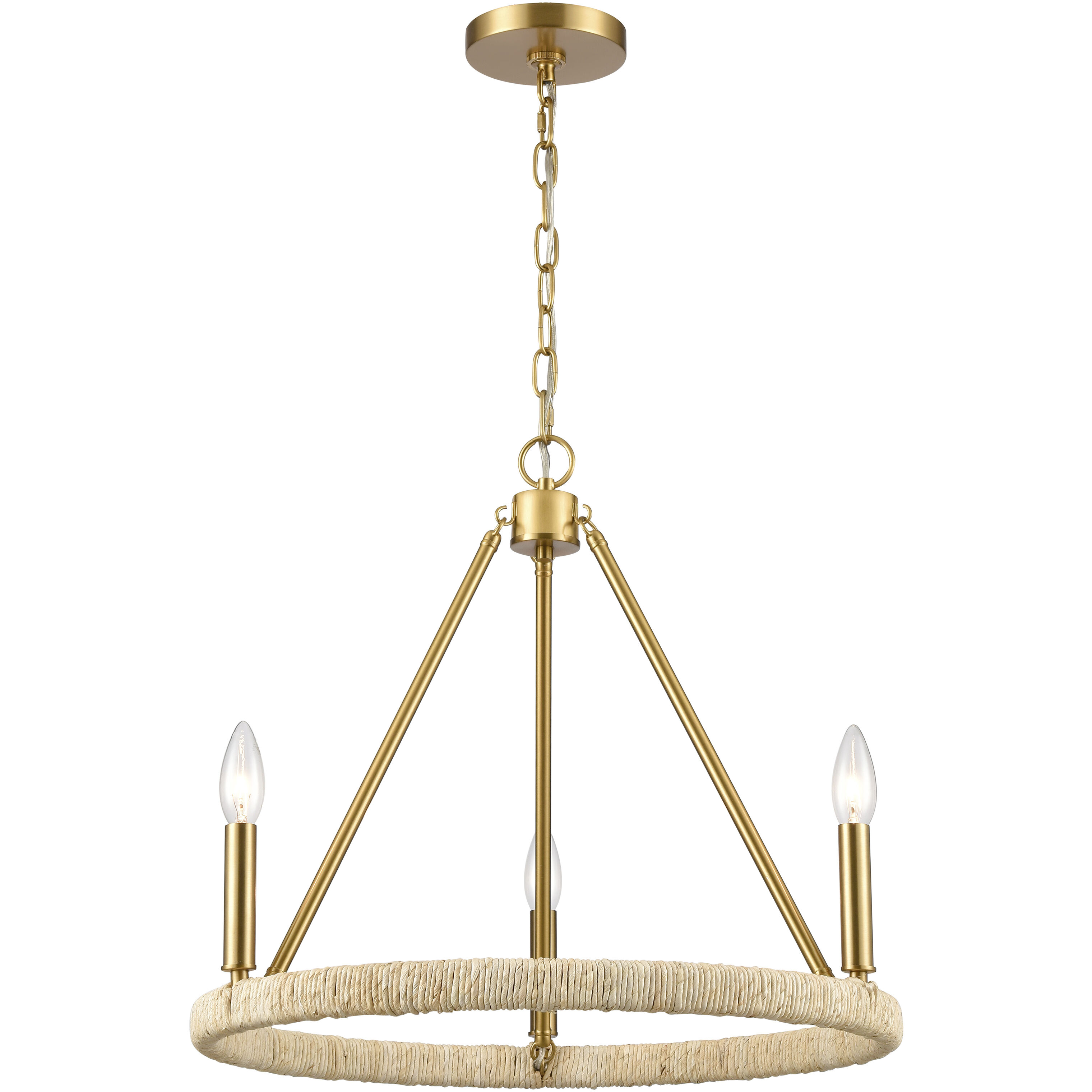 Abaca 3 Light 20 inch Brushed Gold Chandelier Ceiling Light
