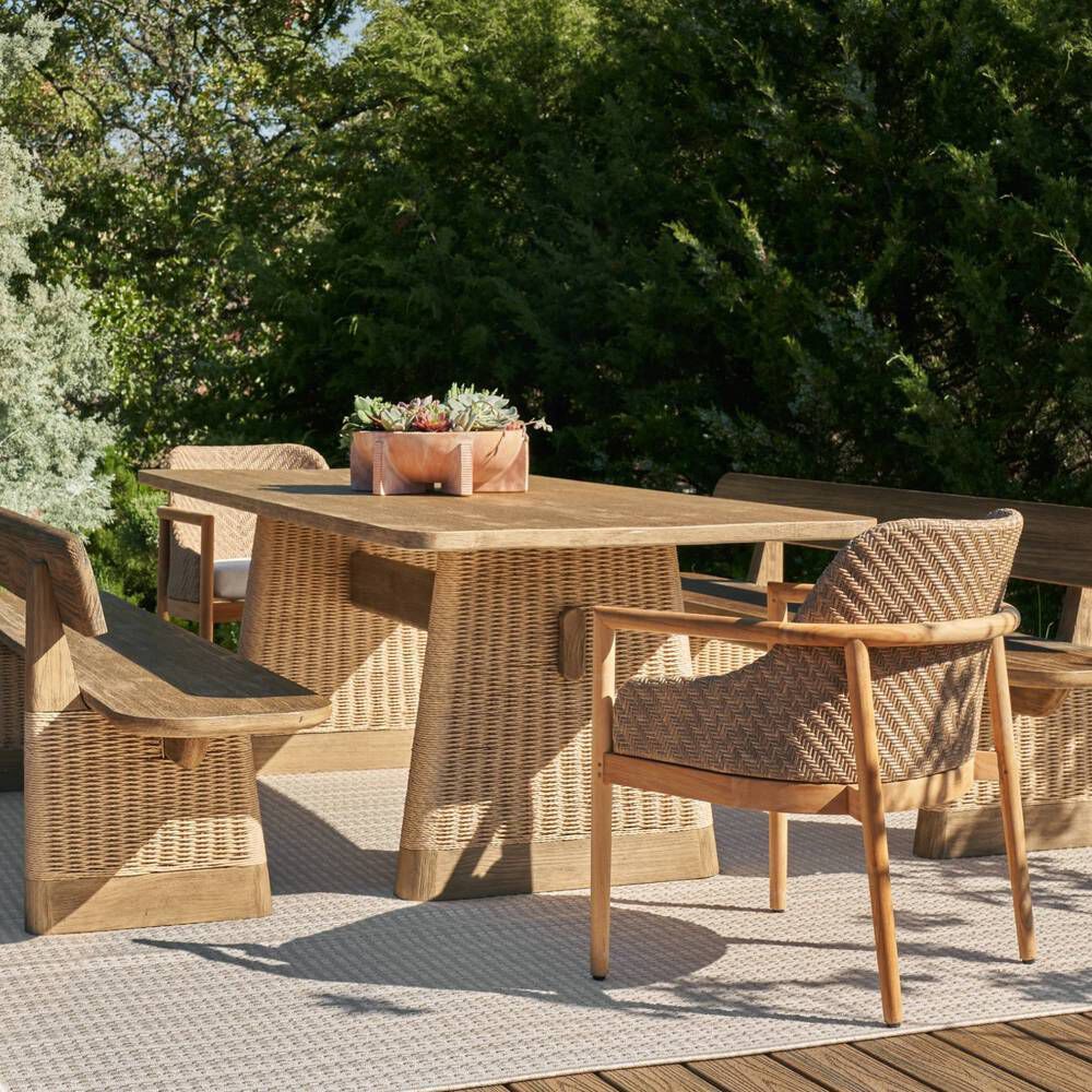 Delrio 96 X 30 inch Honey Outdoor Dining Table
