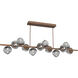 Luna LED 72 inch Burnished Bronze Chandelier Ceiling Light in 3000K LED, Geo Inner - Smoke Outer, Twisted Branch