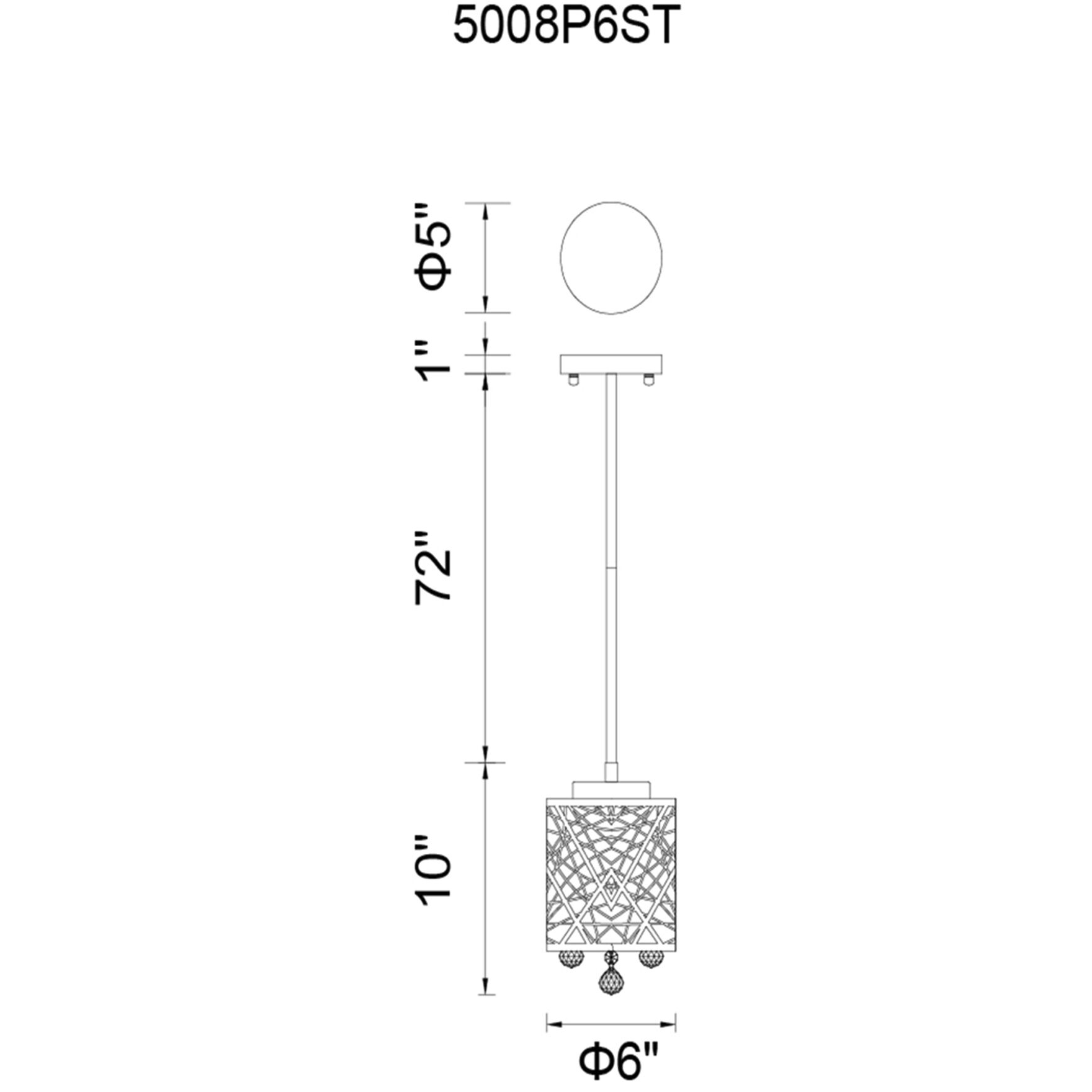 Eternity 1 Light 6 inch Chrome Drum Shade Mini Pendant Ceiling Light