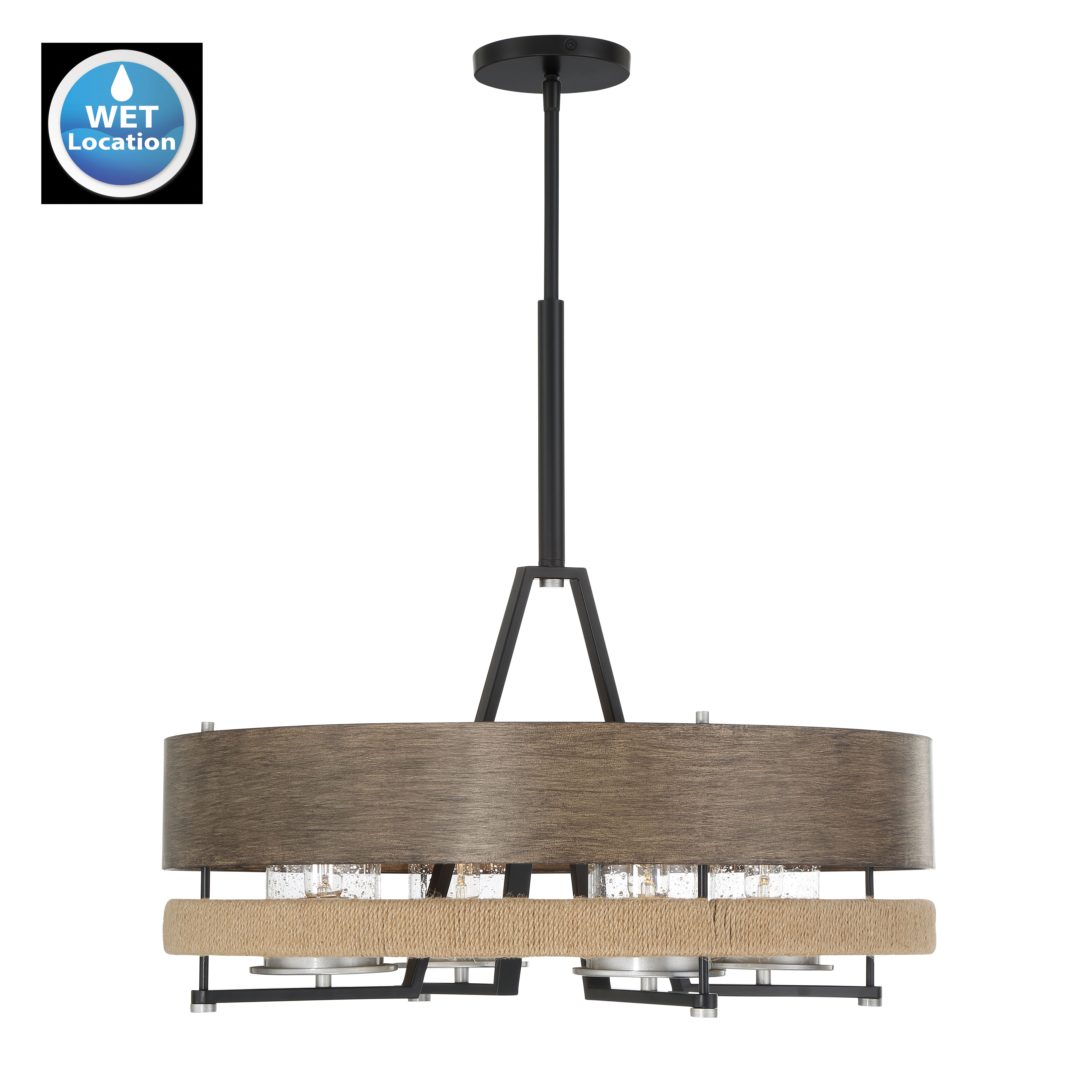 Silver Creek 4 Light 24 inch Stone Grey/Coal/Brushed Nickel Chandelier Ceiling Light