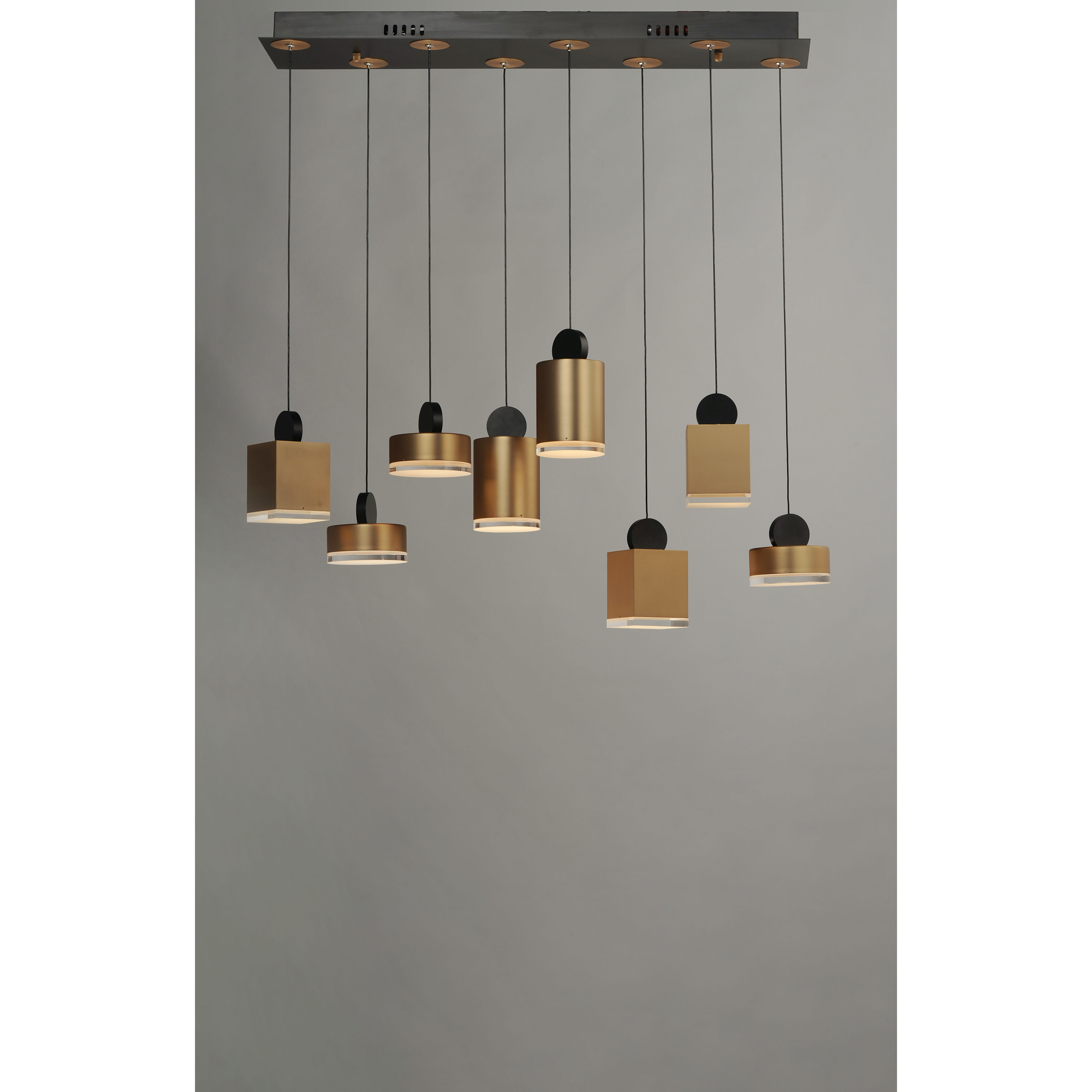 Nob LED 33 inch Black and Gold Linear Pendant Ceiling Light