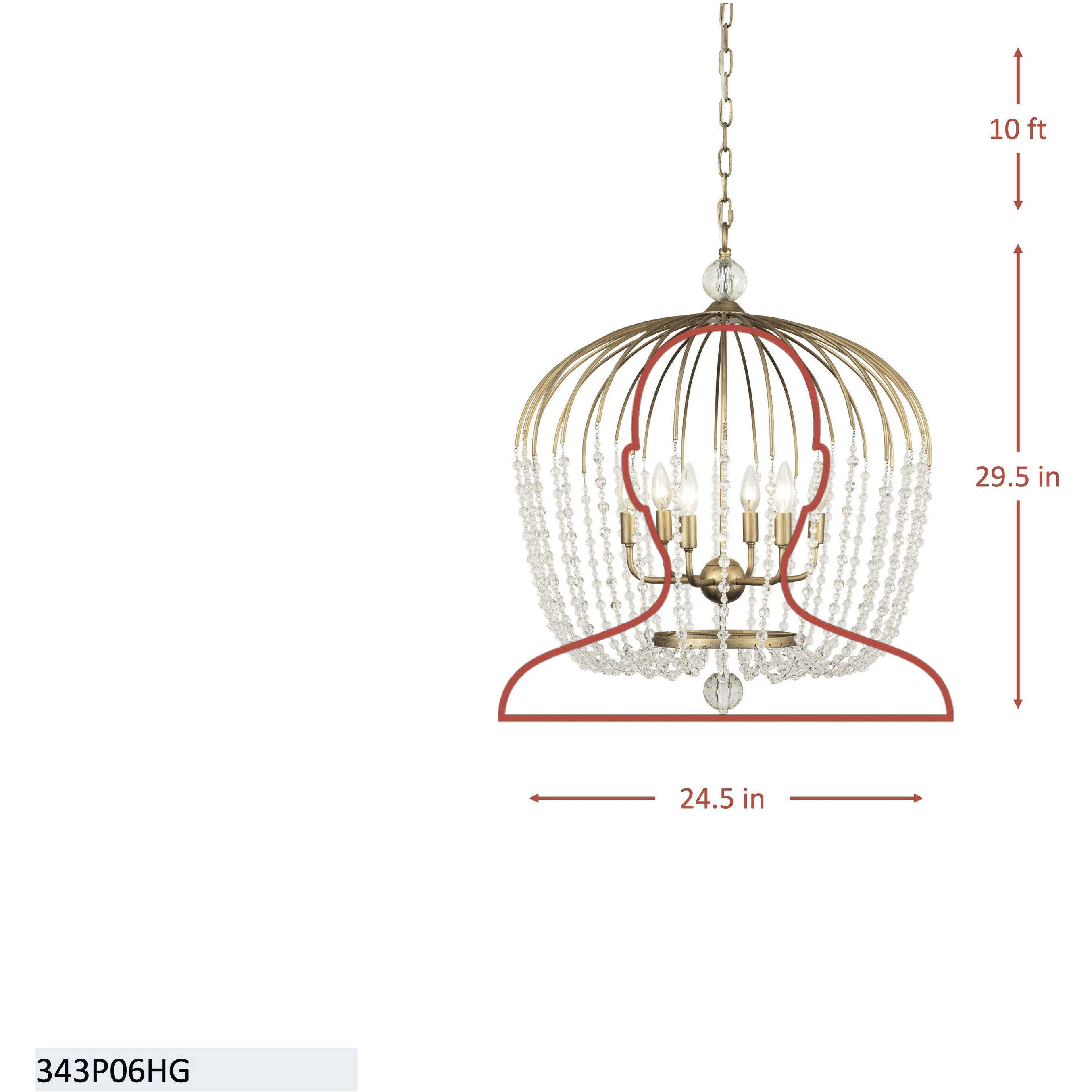 Voliere 6 Light 24.5 inch Havana Gold Pendant Ceiling Light