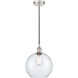 Edison Athens LED 10 inch Polished Nickel Mini Pendant Ceiling Light in Seedy Glass