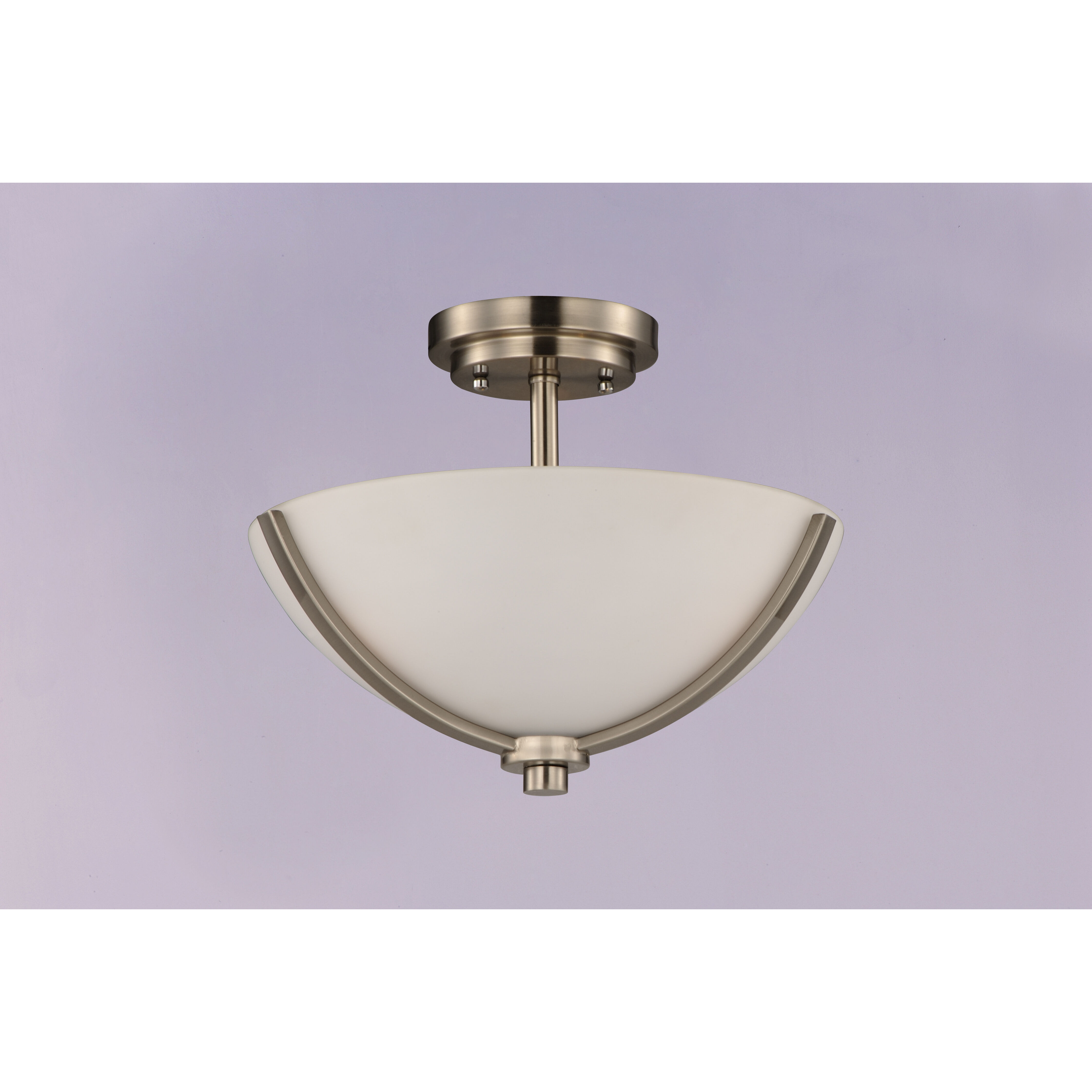 Deven 3 Light 14 inch Satin Nickel Semi Flush Mount Ceiling Light