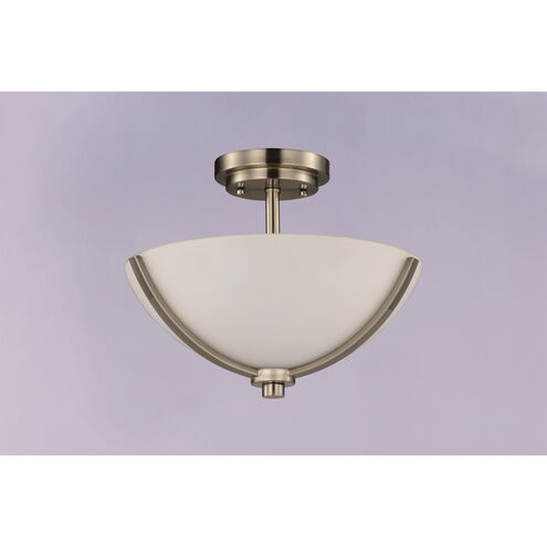 Deven 3 Light 14 inch Satin Nickel Semi Flush Mount Ceiling Light