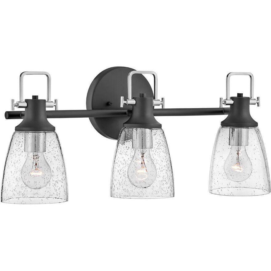 Easton 3 Light 24 inch Black with Chrome Vanity Light Wall Light in Black/Chrome
