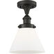 Cone 1 Light 7.75 inch Oil Rubbed Bronze Semi-Flush Mount Ceiling Light in Matte White Glass