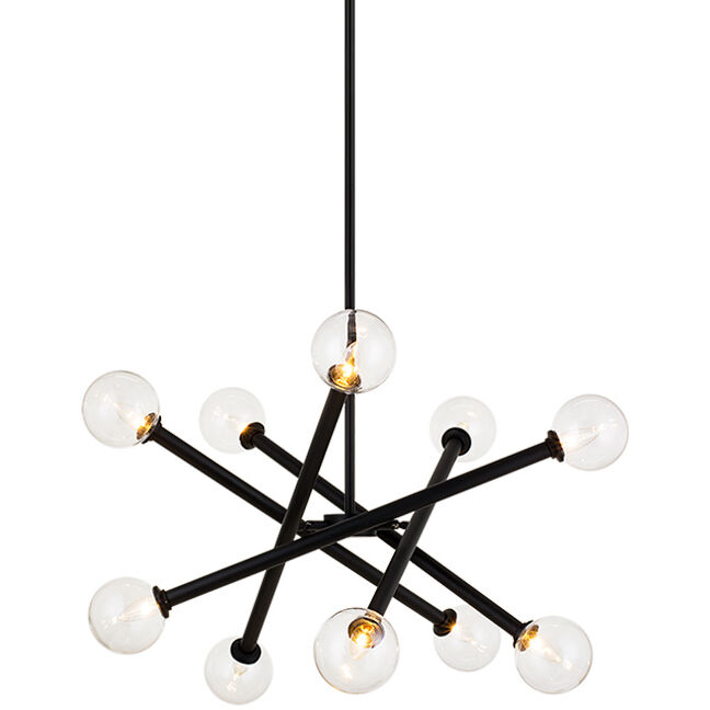 Matchstix 10 Light 31.25 inch Black Pendant Ceiling Light in Black and Clear