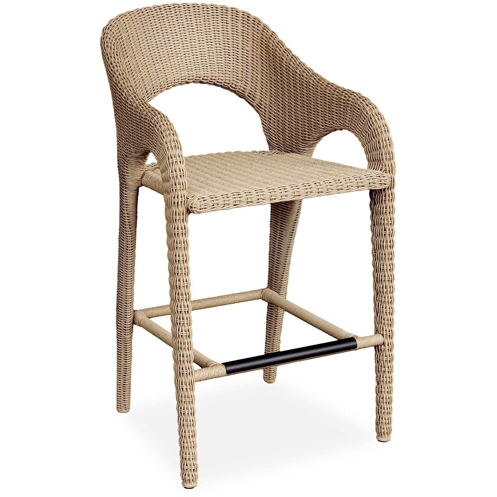 Kavali 42 inch Natural Honey and Oyster White Outdoor Barstool