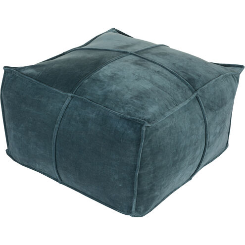 Cotton Velvet 13 inch Deep Teal Pouf, Rectangle
