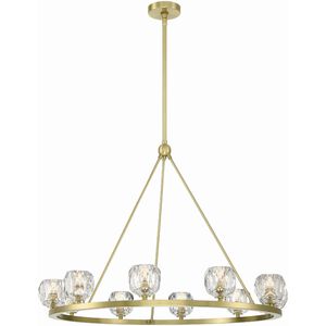 Aragon 10 Light 36 inch Soft Brass Chandelier Ceiling Light in Clear