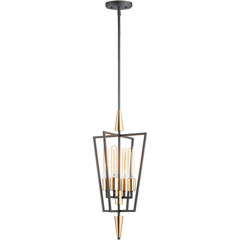 Wings 4 Light 12 inch Black/Satin Brass Multi-Light Pendant Ceiling Light