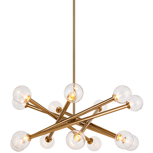 Matchstix 14 Light 39 inch Aged Gold Brass Pendant Ceiling Light in Aged Gold Brass and Clear