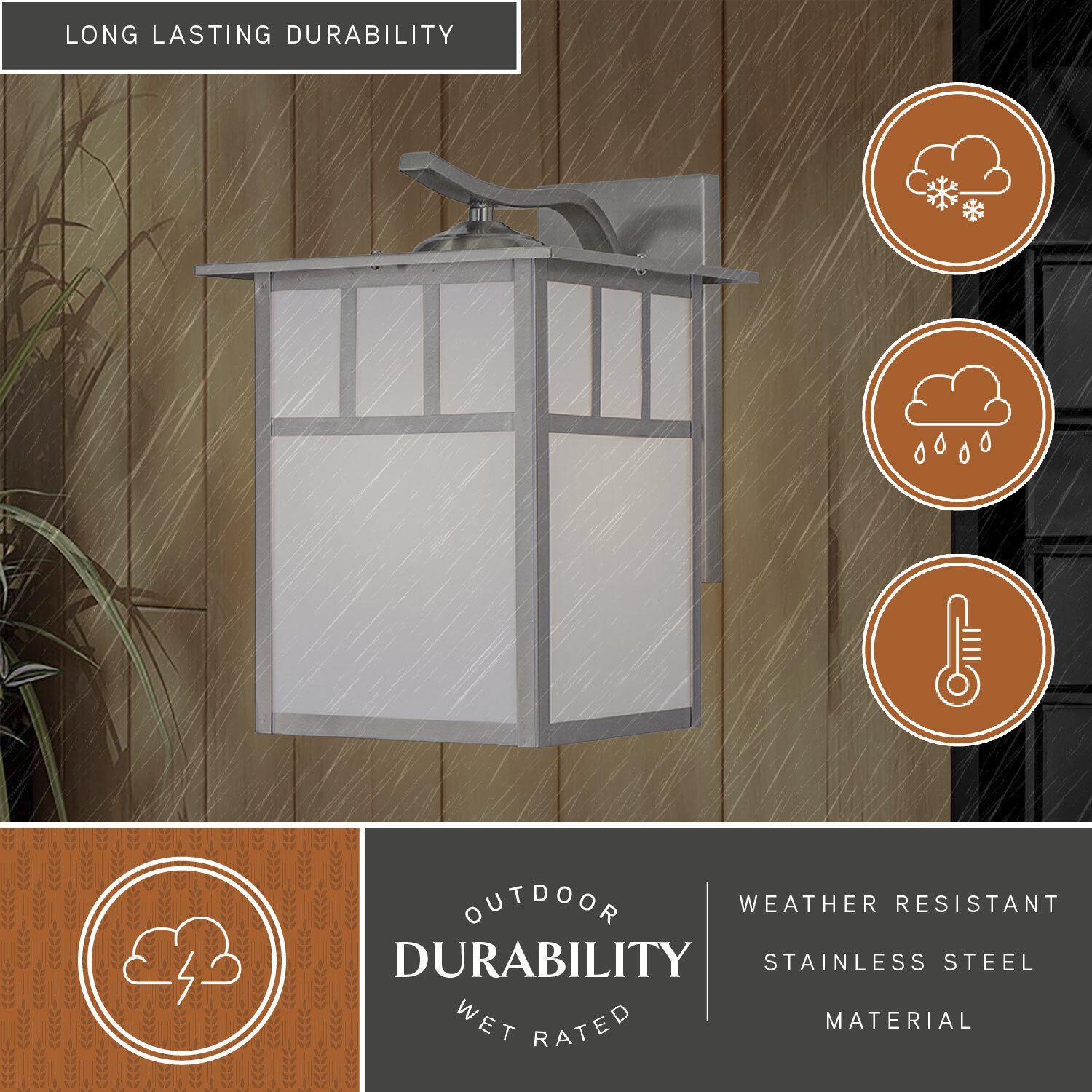 Mission LED 12.5 inch Stainless Steel Outdoor Wall