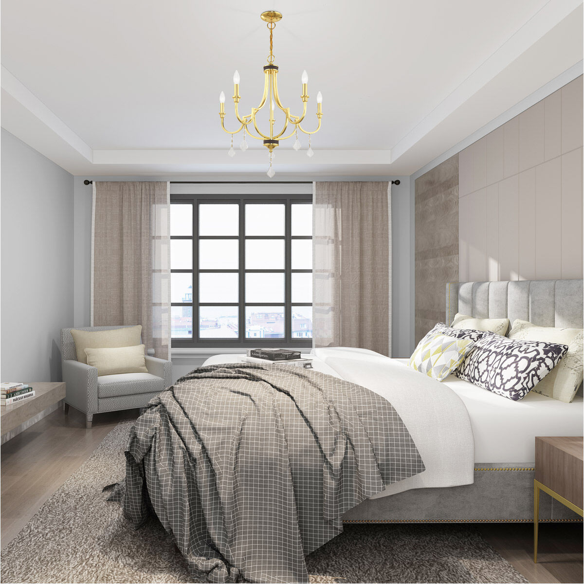 Glendale 5 Light 24.5 inch Polished Brass Chandelier Ceiling Light