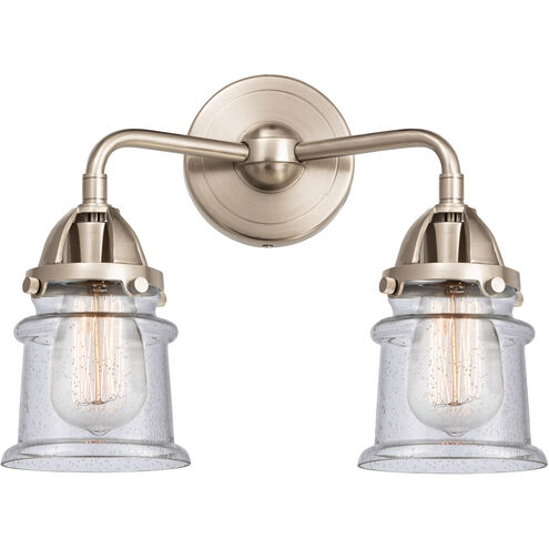 Nouveau 2 Small Canton LED 13.25 inch Brushed Satin Nickel Bath Vanity Light Wall Light in Seedy Glass