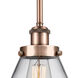 Ballston Large Cone LED 8 inch Antique Copper Pendant Ceiling Light in Clear Glass