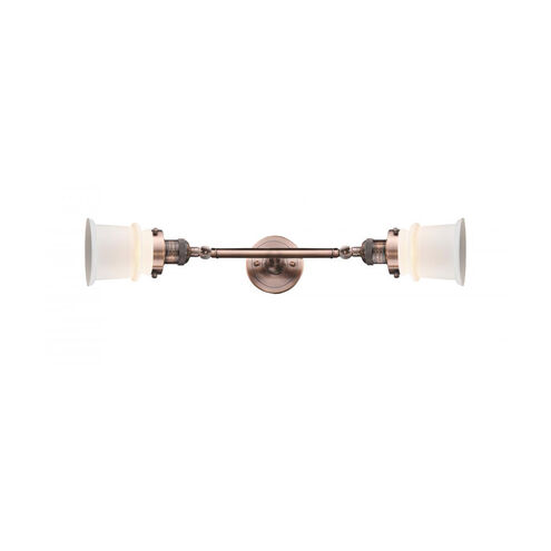 Franklin Restoration Small Canton LED 6 inch Antique Copper Bath Vanity Light Wall Light in Matte White Glass, Franklin Restoration