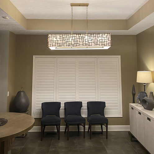 Farrah LED 60 inch Silver Leaf Chandelier Ceiling Light, Linear & Oval